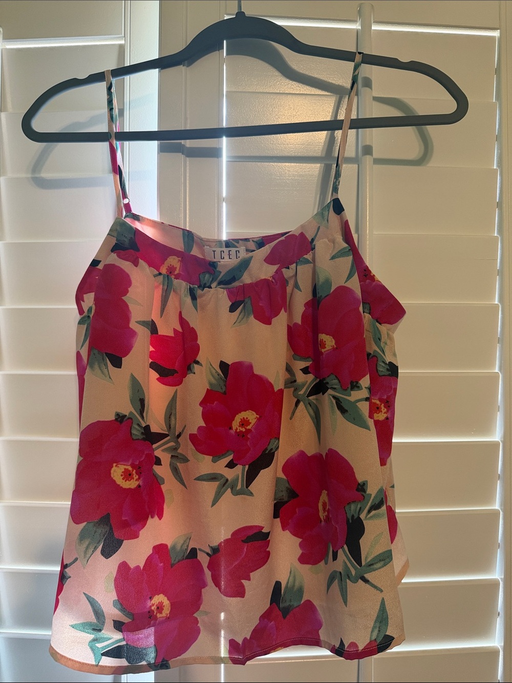 TCEC Pink Floral Spaghetti Strap Cami